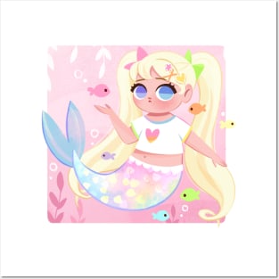 Pastel Mermaid Posters and Art